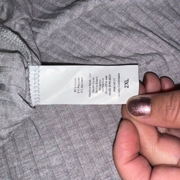 Light Gray Off White Ribbed Short Sleeve Women's T Shirt Lularoe 2xl - Picture 8 of 8